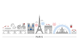 Paris silhouette, France travel, an Illustration by Vector Tradition
