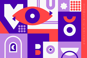 Abstract Bauhaus geometric pattern, a Decorative Illustration by Ninos Mandala