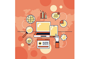 research concept with devices, an Object Illustration by studiogstock
