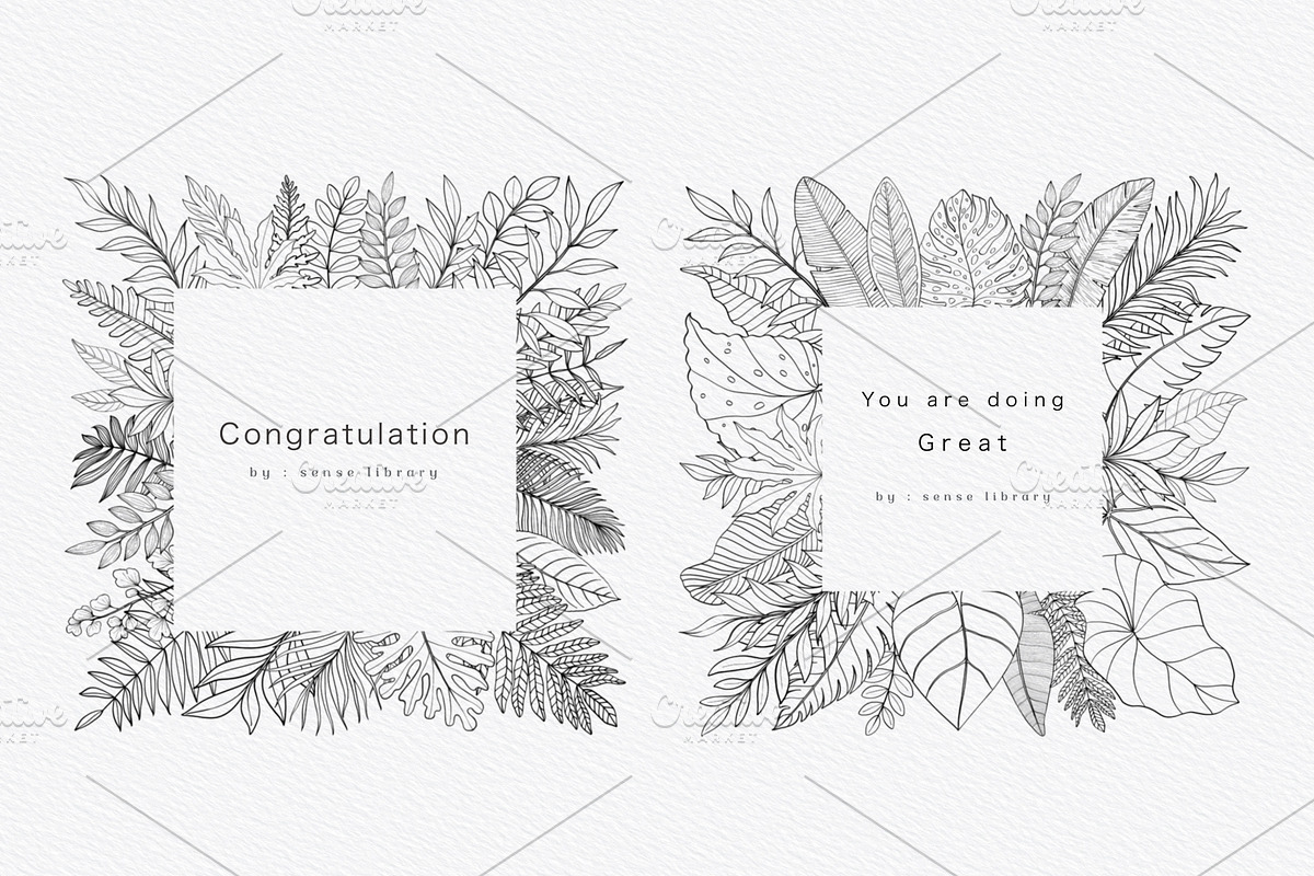 “Charm” Tropical Leaves Lineart, an Illustration by Sense Library (Photo 15 of 23)