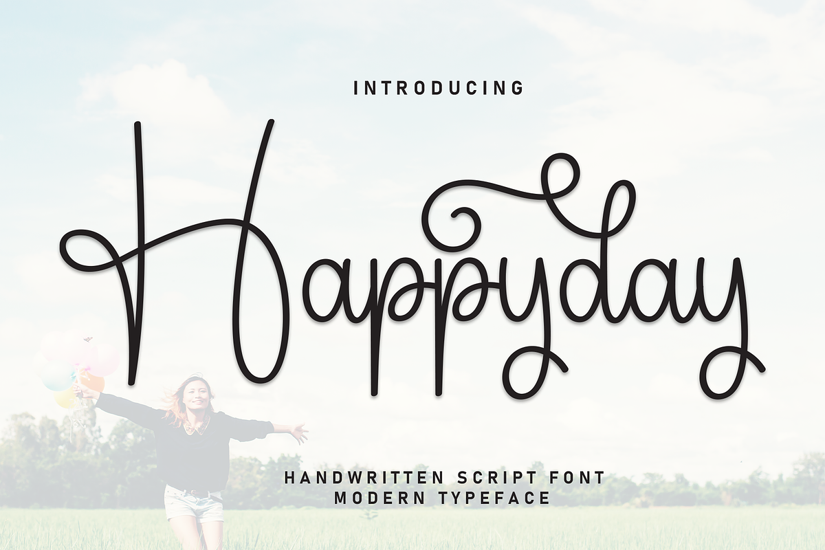 Happyday | Script Font, a Handwritten Font by Scratchones (Photo 1 of 9)