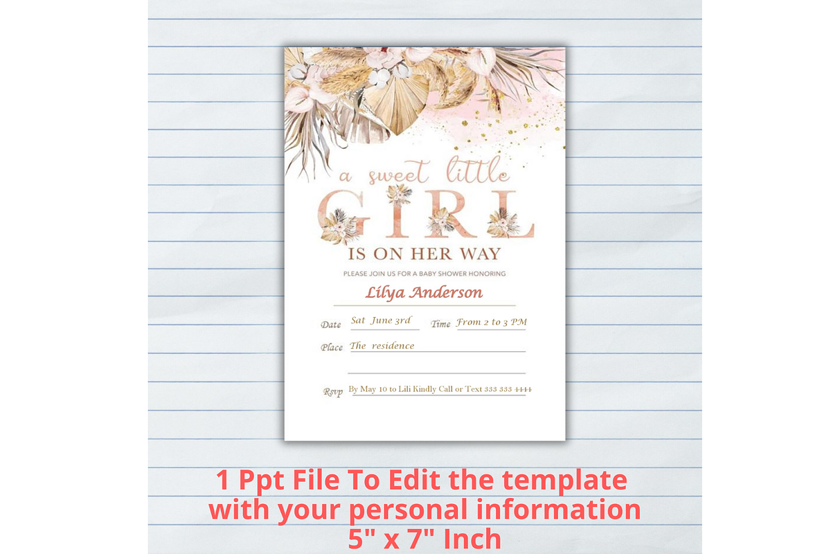 A sweet little girl is on her way, an Invitation Template by CELEBRATE LIFE