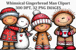Whimsical Gingerbread Man Clipart, an Illustration by Canvas Craft