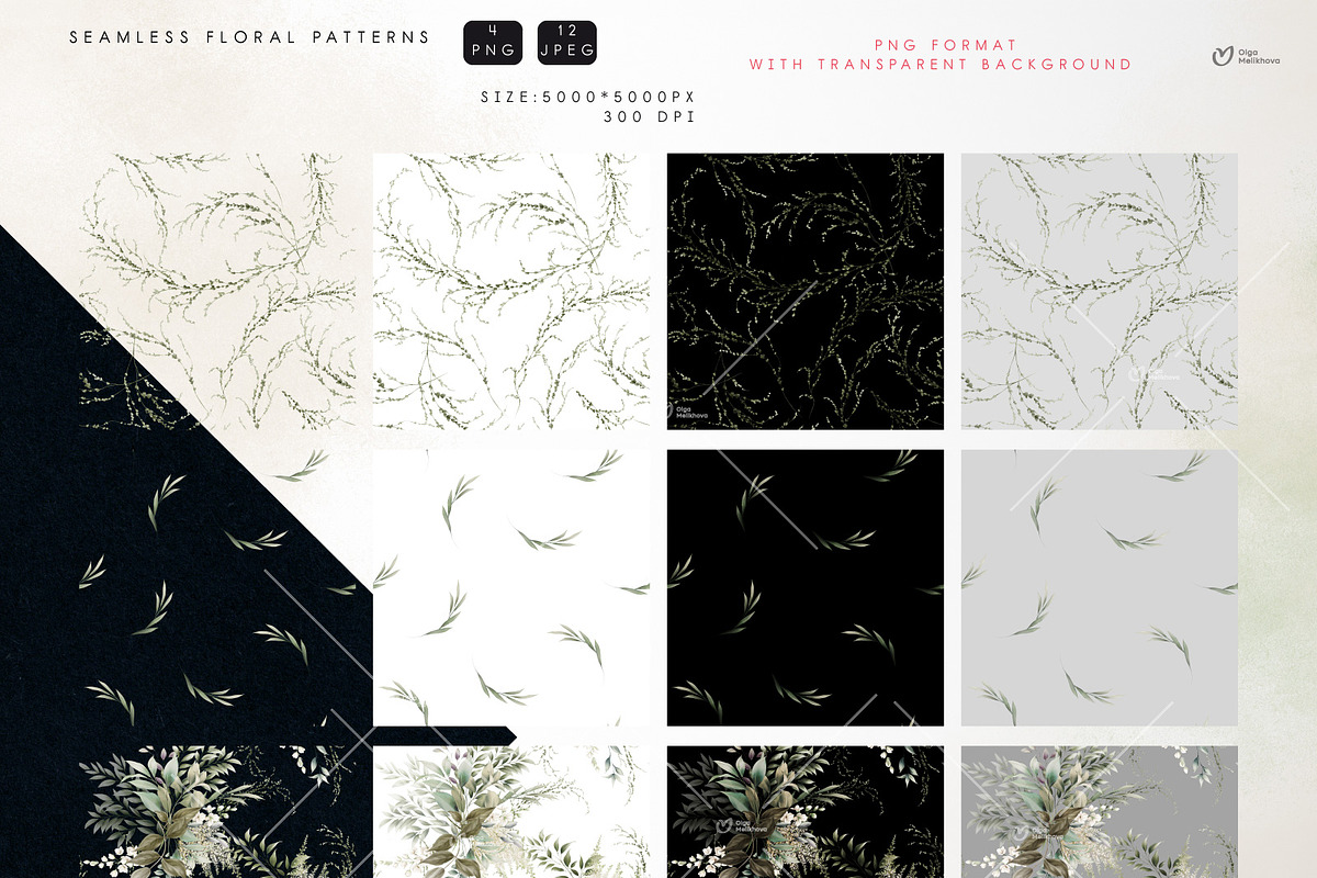 Spring greenery, floral cliparts, a Texture Illustration by ollalya (Photo 11 of 14)