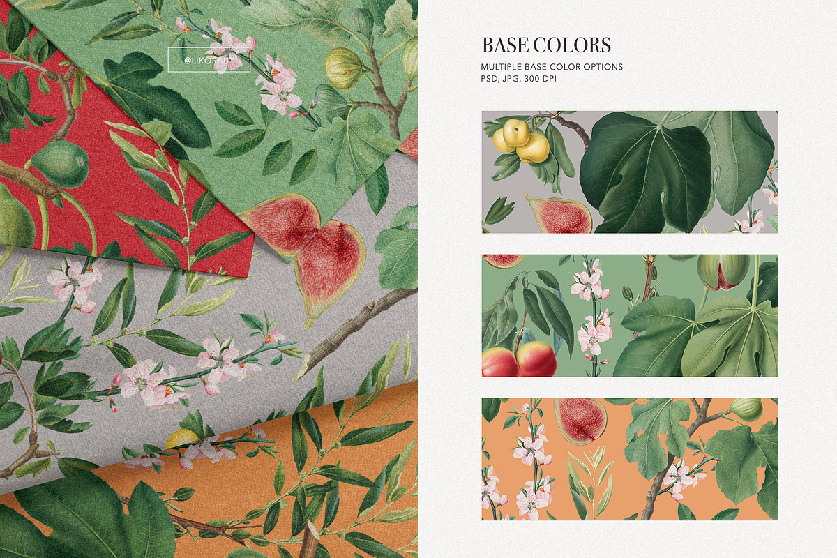 Botanical Floral and Fruits Pattern, a Pattern Graphic by likorbut (Photo 5 of 9)