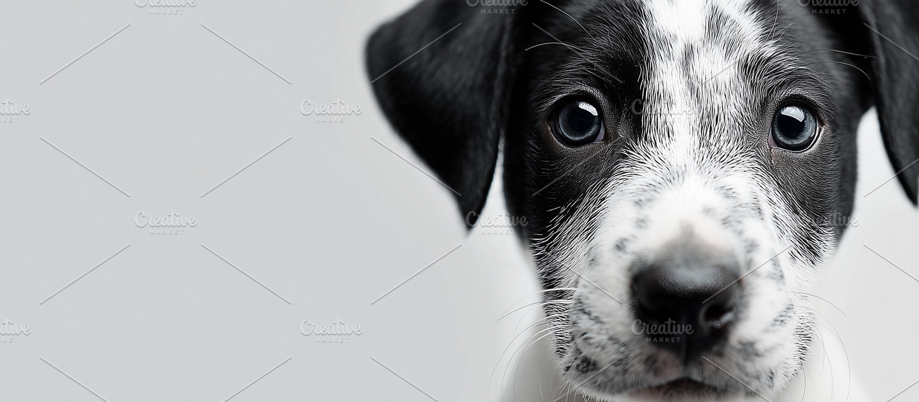 Black and white puppy with big eyes, an Animal Photo by MistyDay