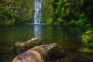 Picturesque waterfall and small lake, a Nature Photo by Alpine Dreams