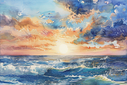 Watercolor Ocean, a Background Graphic by Printable Treasure (Thumbnail 8 of 13)