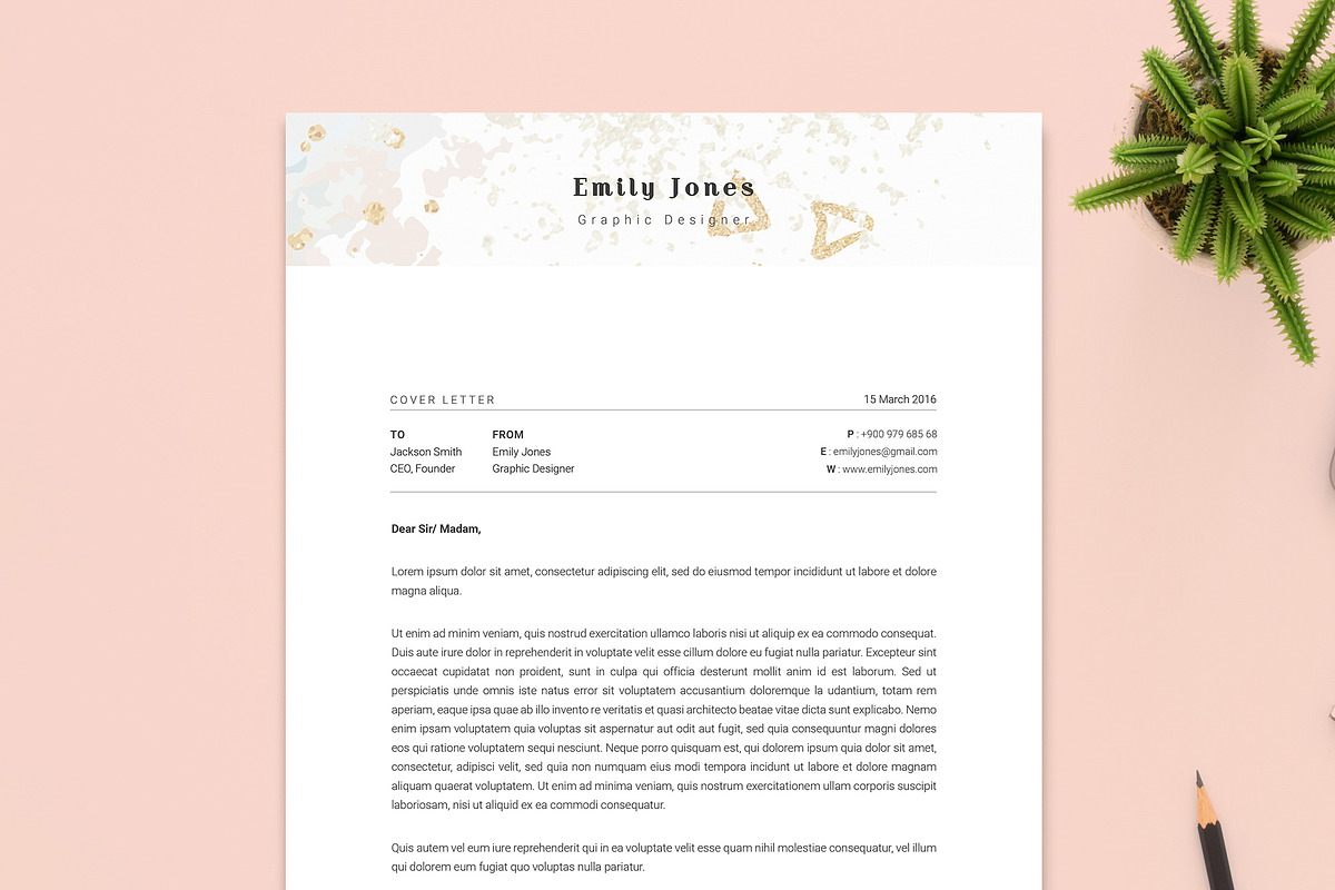 Water Color CV-Resume Tempalate *C, a Resume Template by Showy68 Template (Photo 3 of 3)