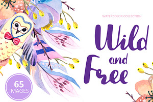 Wild and Free - Boho watercollor set