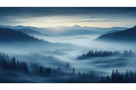 landscape scene fog panorama, a Nature Photo by pikepicture