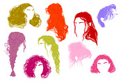 Colorful vector woman hairstyles set, a Person Illustration by esylvia (Thumbnail 1 of 4)