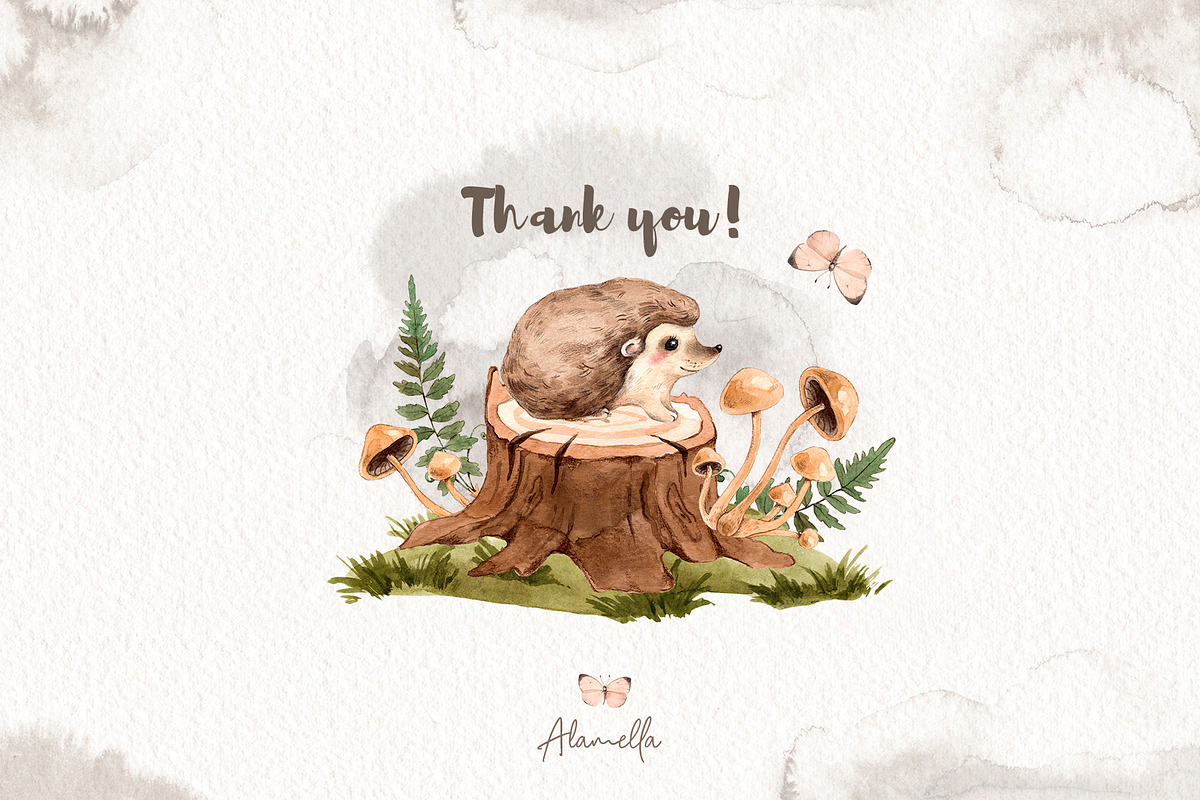Watercolor Forest Little Animals set, an Animal Illustration by Alamella (Photo 17 of 17)