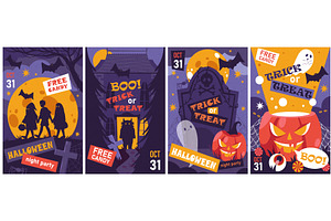 Set of Halloween night party banner, an Illustration by Elegant Solution