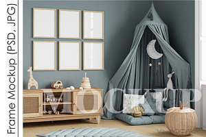 Kids Room Frame Set Mockup PSD JPG