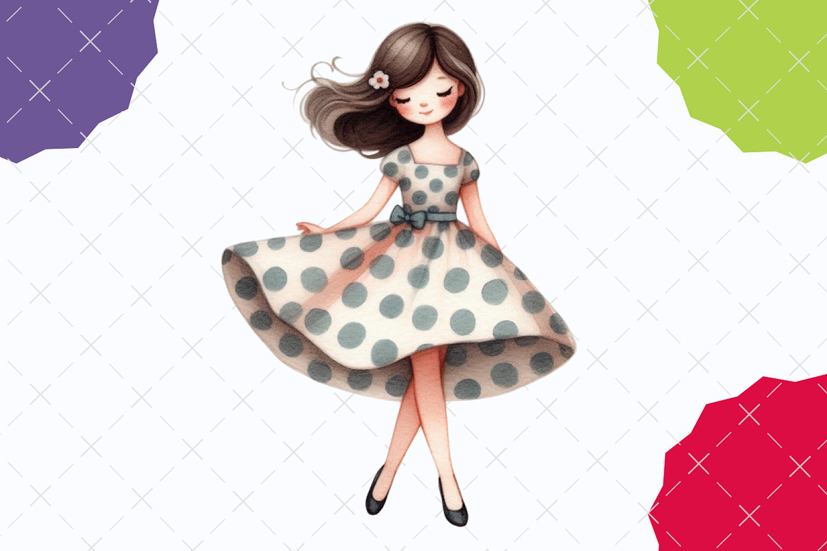 Whimsical Girls Clipart Set, an Illustration by designcity5 (Photo 4 of 5)
