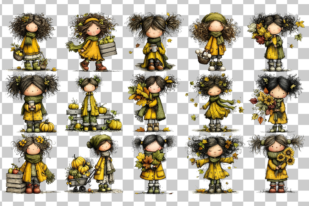 Autumn Girl PNG Clipart Bundle, a Seasonal Illustration by Nicolle's Colorful Art (Photo 3 of 5)