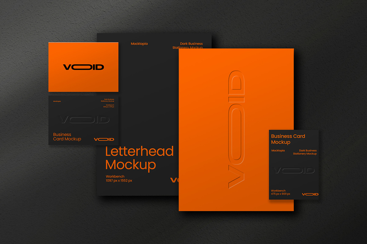 VOID Dark Stationery Mockup Bundle, a Product Mockup by Mocktopia (Photo 4 of 8)