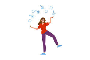 Young woman juggling with checkboxes, an Object Illustration by pikepicture
