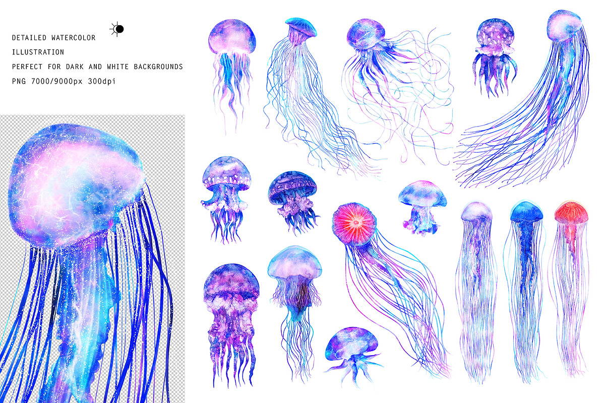 Jellyfish in the Galaxy Abstract set, a Texture Illustration by white angel arts (Photo 11 of 16)