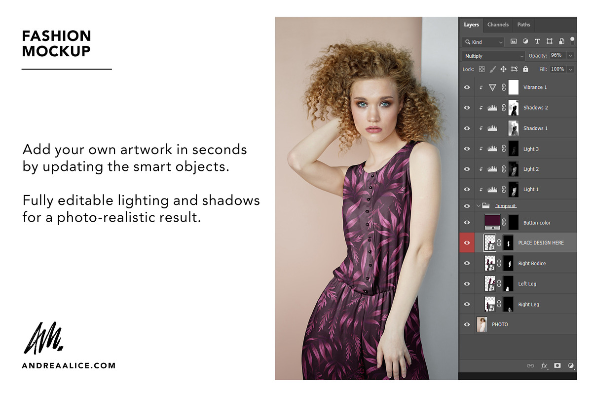 Fashion Mockup - Woman in Jumpsuit, a Shirt Mockup by Andrea Muller (Photo 4 of 6)