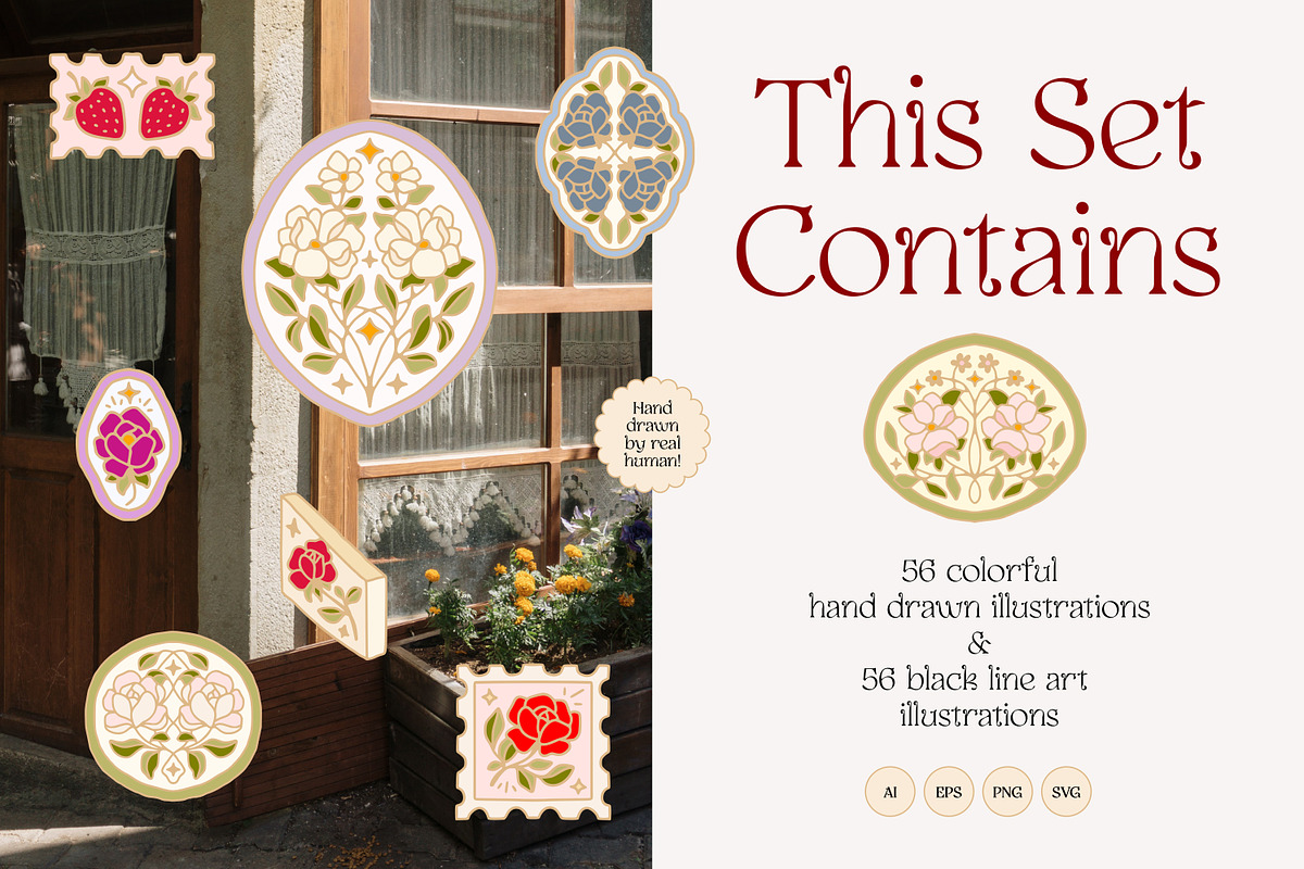 SENTIMENTAL Vintage Floral Logo Set, an Object Graphic by Artflorara (Photo 2 of 14)