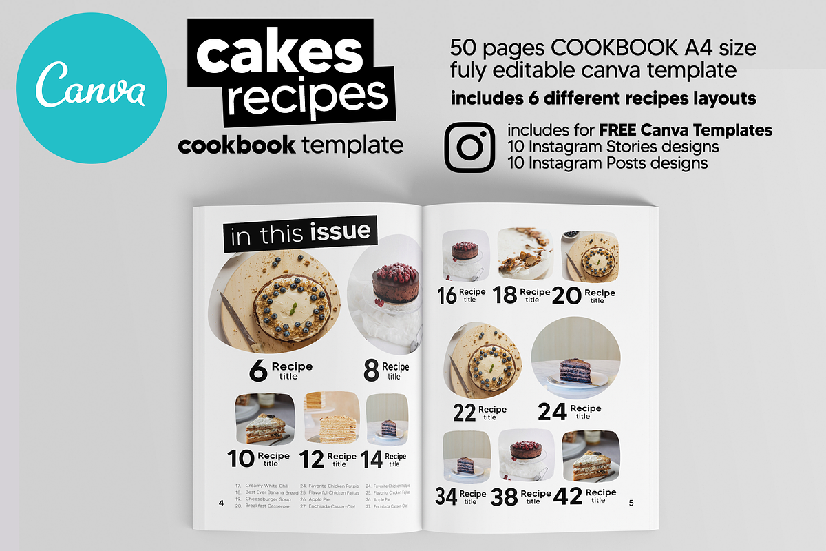 Canva Cake Recipes Cookbook Template, a Magazine Template by DeLaGranSiete (Photo 3 of 11)