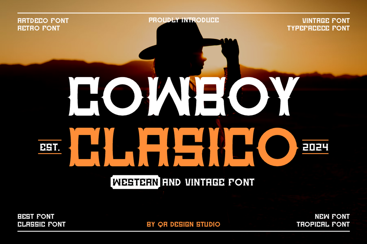 Cowboy Clasico - Western & Vintage, a Sans Serif Font by QR Design Studio (Photo 1 of 7)