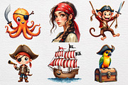 Watercolor Pirate Clipart, an Illustration by CrexoraLab (Thumbnail 4 of 4)