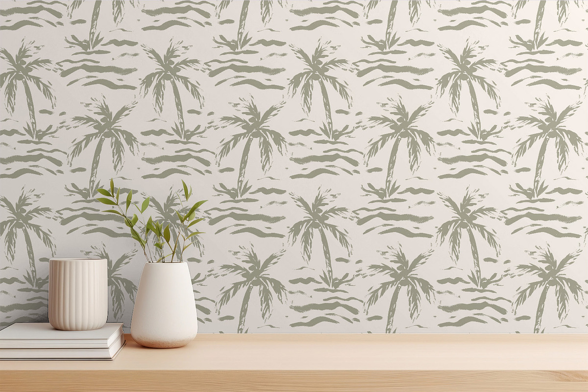 Subtle Painted Palm Trees, a Wallpaper Graphic by MalyskaStudio (Photo 2 of 5)