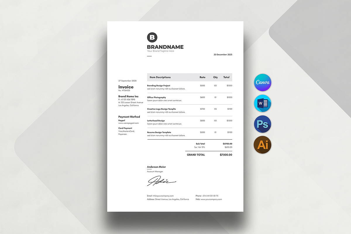 Invoice, a Stationery Template by DesignDevisers (Photo 1 of 9)