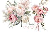 Pink Floral Pampas Grass Clipart, an Illustration by Sunflower Day Love (Thumbnail 1 of 7)