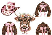 Watercolor Coquette Cowgirl Clipart, a Decorative Illustration by Design Scotch (Thumbnail 5 of 8)