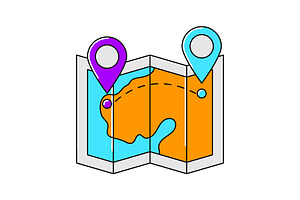 Map with markers icon., a Transportation Illustration by incomible