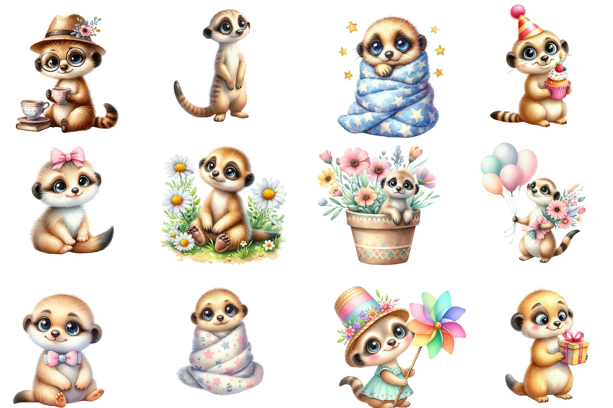 Cute Meerkat Sublimation Clipart, an Illustration by Designworld (Photo 3 of 5)