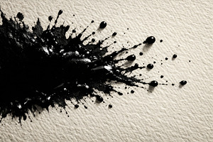 Ink splash on textured paper backgro, a Photo by Dvoevnore photos