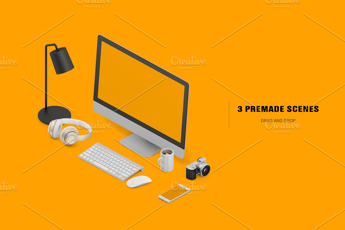 Isometric Office Scene Mock-up, an iPhone Mockup by IsometricWorld (Photo 2 of 7)