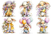Whimsical Easter Bunny Clipart, an Illustration by Pixels.Craft (Thumbnail 5 of 5)