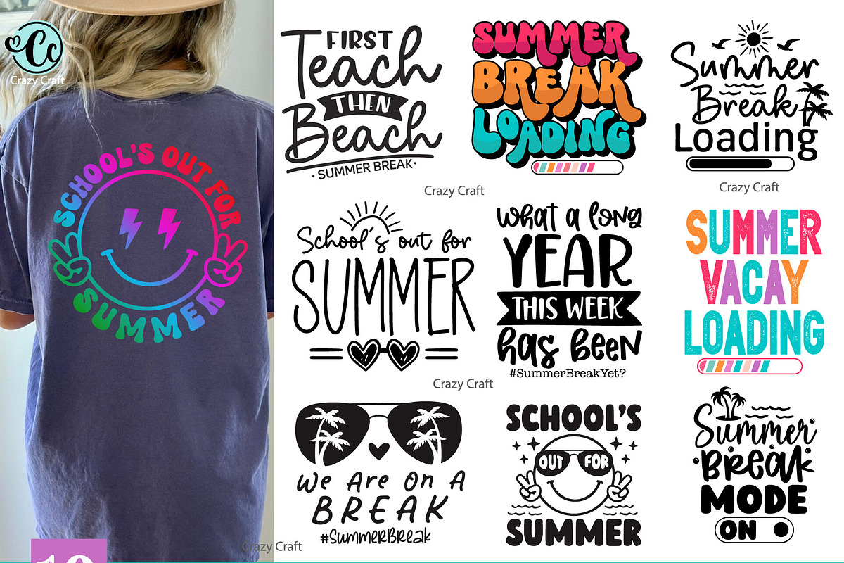 10 Summer Break t-shirt svg png, a Background Graphic by CrazyCraft (Photo 1 of 4)