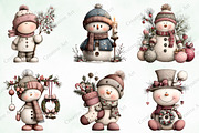 Watercolor Christmas Snowman Clipart, an Illustration by Creative Art (Thumbnail 6 of 10)