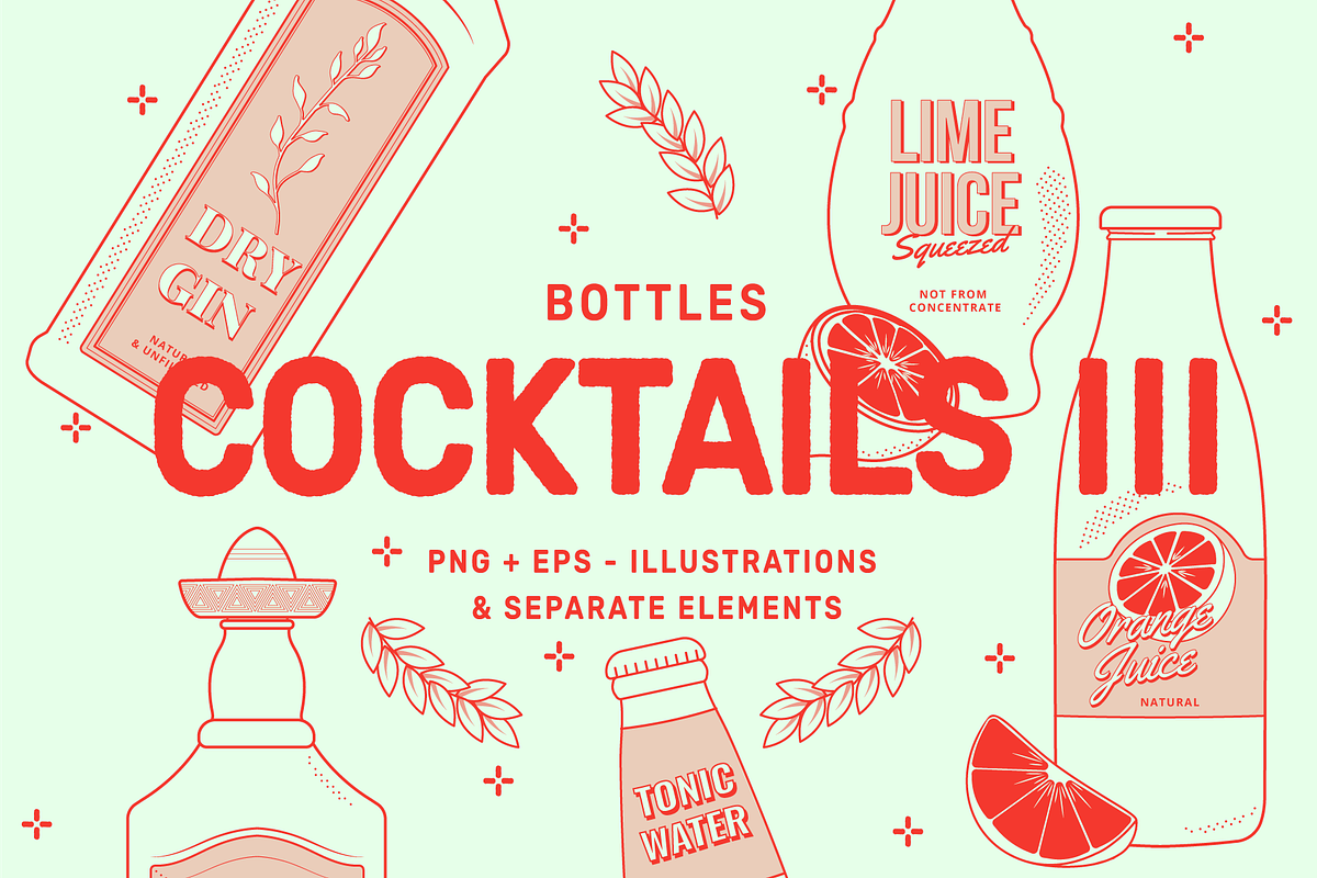 Cocktail Bottle Vector, a Food Illustration by TheFoodAtlas (Photo 1 of 7)