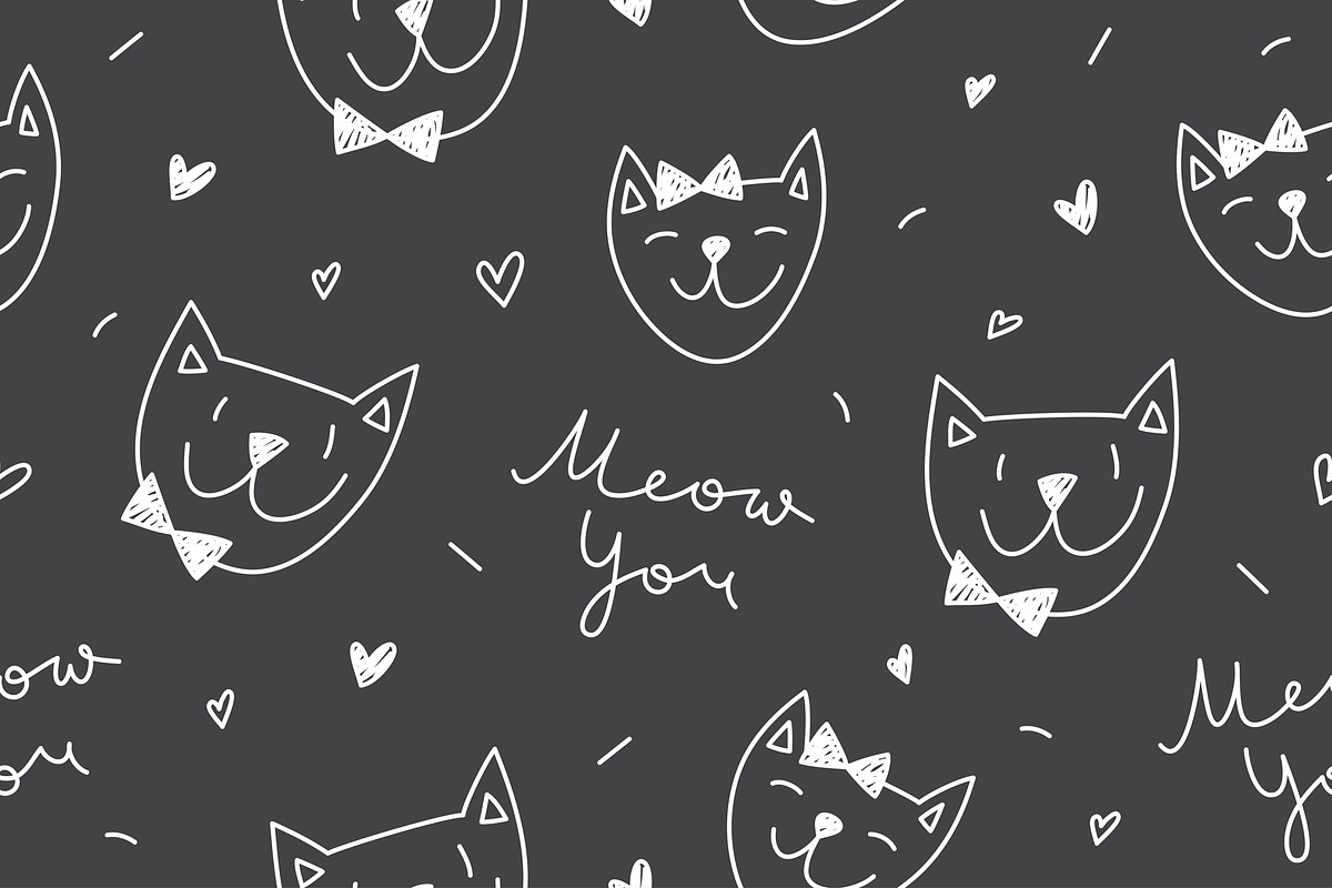 Cute cats 4 patterns, a Pattern Graphic by redcollegiya design (Photo 5 of 5)