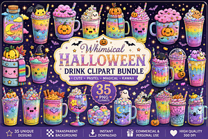 Whimsical Halloween Drink Clipart, a Seasonal Illustration by Creative Art