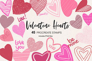 45 Procreate Valentine Heart Stamps