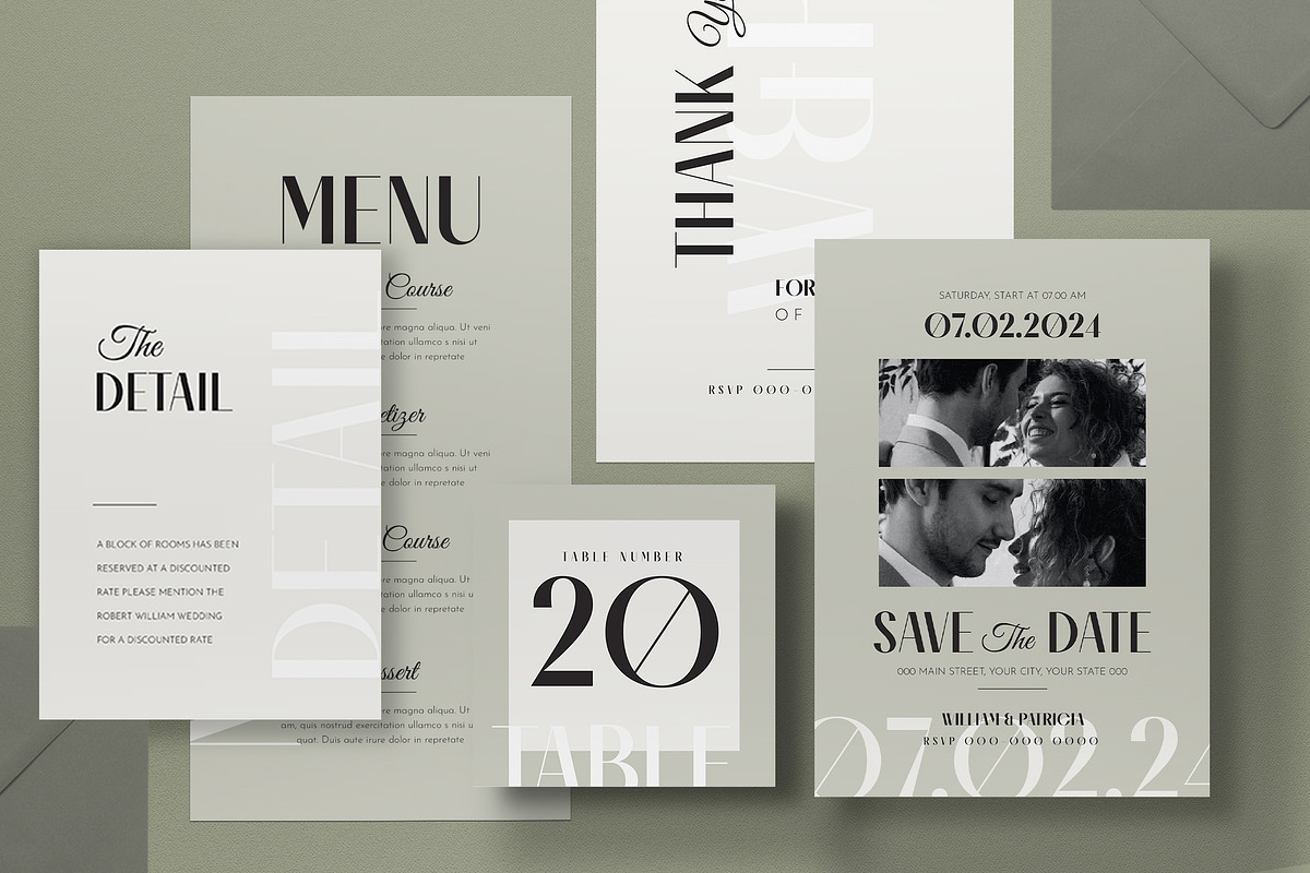 Minimalist Wedding Invitation Set, an Invitation Template by graphicook (Photo 2 of 3)