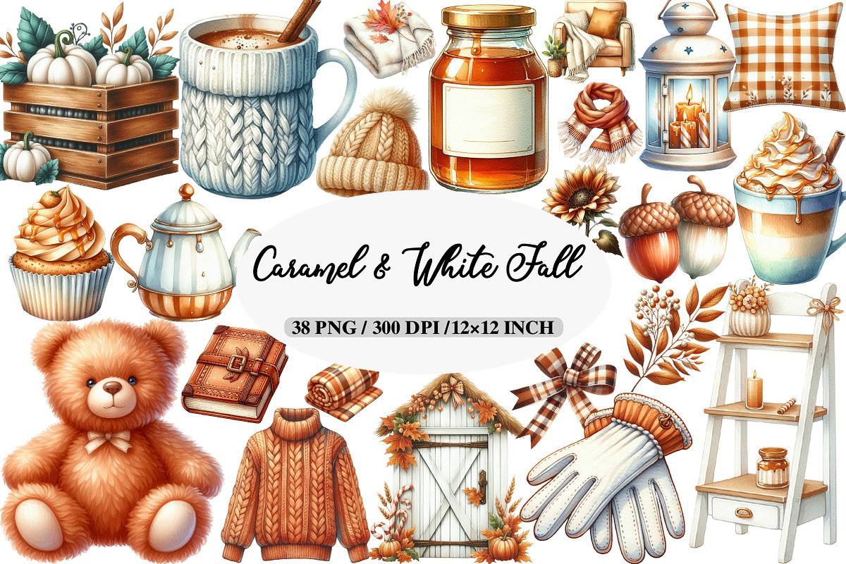 Cozy Caramel & White Fall Clipart, an Illustration by Daily.Designs (Photo 1 of 5)