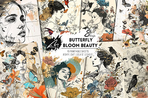 Butterfly Bloom Beauty Girl Portrait