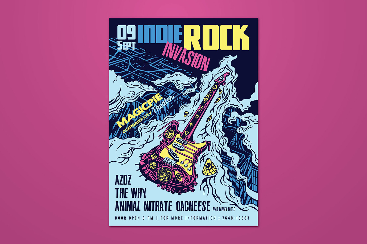 Guitar Alien Indie Rock Flyer, a Flyer Template by ashenterprise (Photo 1 of 3)