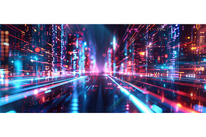 Futuristic digital cityscape with, a Technology Photo by piter.goskov