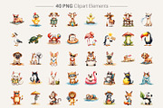 Sarcastic Summer Animals Clipart, an Illustration by Artnoy (Thumbnail 2 of 8)